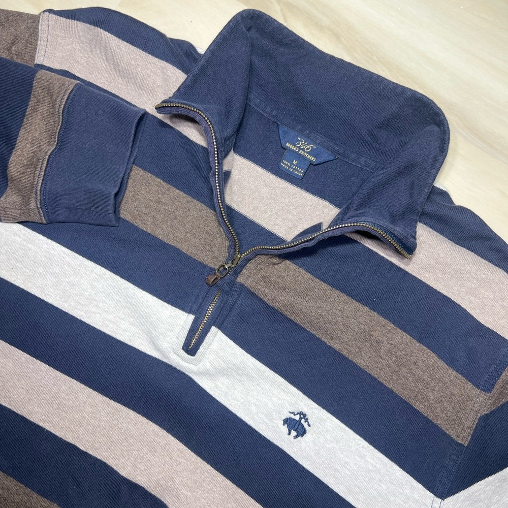 Brooks Brothers “346” Mens 1/4 Zip Pullover Sweater Size M Stripped